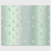 Christmas Green Trees Sparkle Geschenkpapier (Flach)