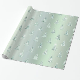 Christmas Green Trees Sparkle Geschenkpapier