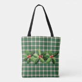 Christmas Green White Kariert Tasche (Rückseite)