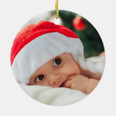 Christmas Greenery Baby's First Christmas Foto Keramik Ornament (Hinten)