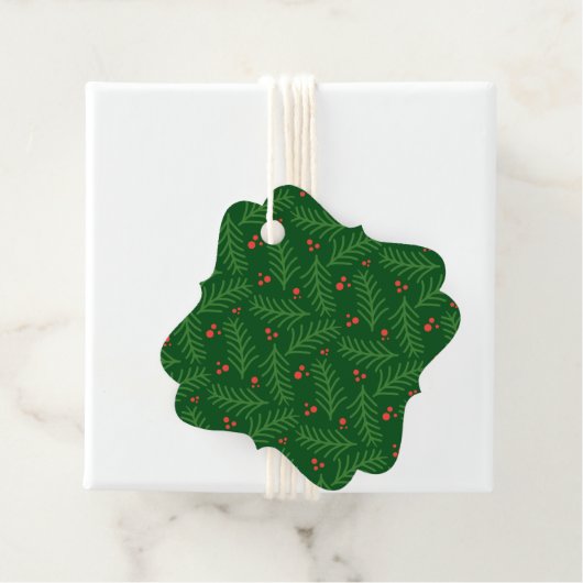 Christmas Greenery Berries Artisan Modern Holiday Geschenkanhänger (Beispiel)