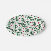 Christmas Greenery Berries Artisan Modern Holiday Pappteller (Schrägansicht)