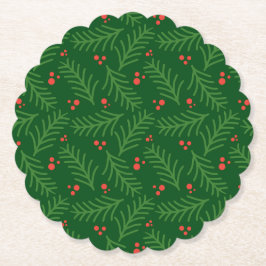 Christmas Greenery Berries Festive Holiday Party Untersetzer