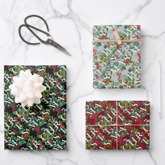 CHRISTMAS Greenery Berries Geschenkpapier Set (Vorderseite)