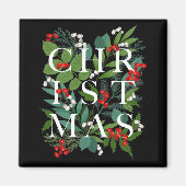 CHRISTMAS Greenery Berries Holiday Black Magnet (Vorne)