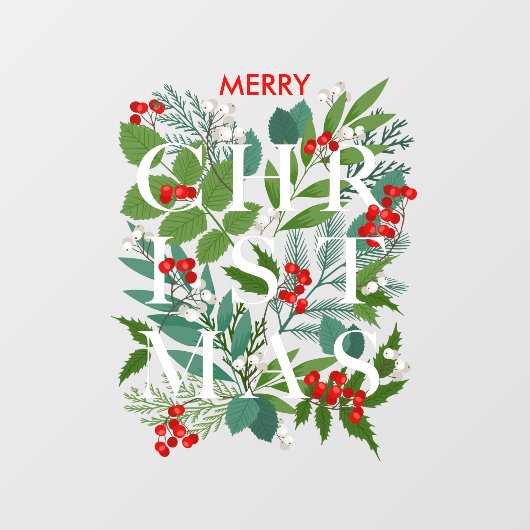 CHRISTMAS Greenery Berries Holiday Fensteraufkleber (Blatt)