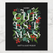 CHRISTMAS Greenery Berries Holiday Weinetikett (Einzelnes Label)