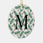 Christmas Greenery Berries INITIAL Modern Holiday Keramik Ornament (Rechts)