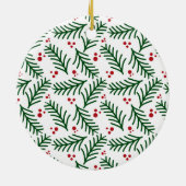 Christmas Greenery Berries INITIAL Modern Holiday Keramik Ornament (Hinten)