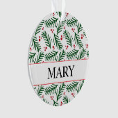 Christmas Greenery Berries NAME Modern Holiday Ornament (Vorderseite)