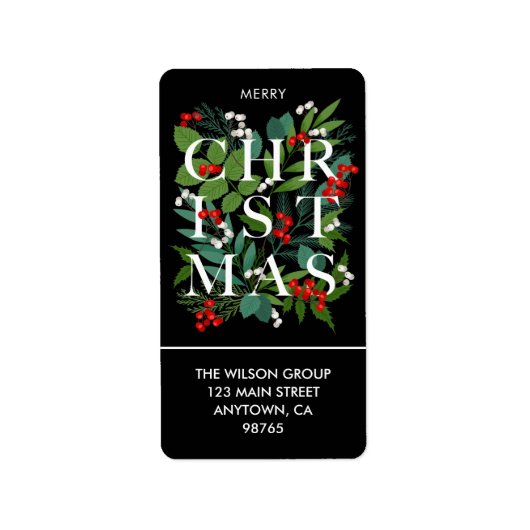 CHRISTMAS Greenery Berries Rücksendeadresse Adressaufkleber (Vorne)