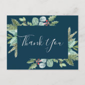 Christmas Greenery & Berry Navy Vielen Dank Postca Postkarte (Vorderseite)
