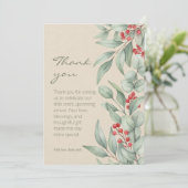 Christmas Greenery Berry Winter Baby Shower Dankeskarte (Stehend Vorderseite)