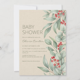 Christmas Greenery Berry Winter Baby Shower Einladung
