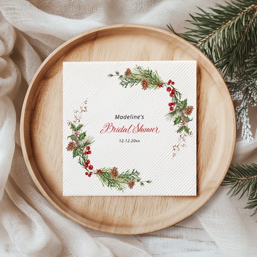 Christmas Greenery Bridal Shower Serviette