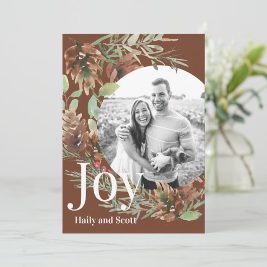 Christmas Greenery Circle Foto Joy (Stehend Vorderseite)