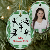 Christmas Greenery Dancer Ballet Photo Ornament