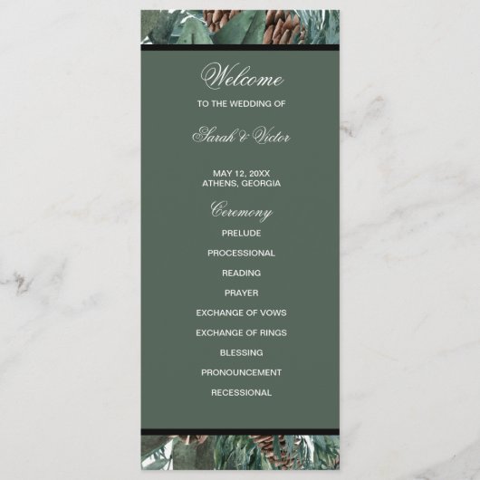 Christmas Greenery double side program card  Programm (Vorderseite)