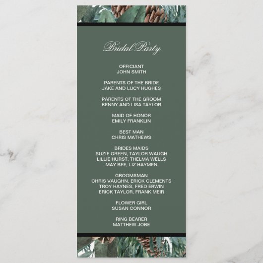 Christmas Greenery double side program card  Programm (Rückseite)