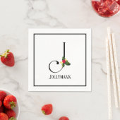 Christmas Greenery Elegant Monogram Letter J Paper Serviette (Beispiel)