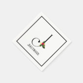 Christmas Greenery Elegant Monogram Letter J Paper Serviette (Ecke)
