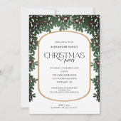 Christmas Greenery Mistletoe Christmas Party Einladung (Vorderseite)