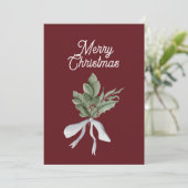 Christmas Greenery Mistletoe Personalisiert Feiertagskarte (Stehend Vorderseite)