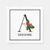 Christmas Greenery Monogram Letter A Paper Serviette (Vorderseite)