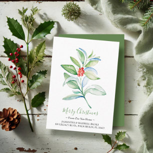Christmas Greenery Moving Announcement Insert Card Visitenkarte
