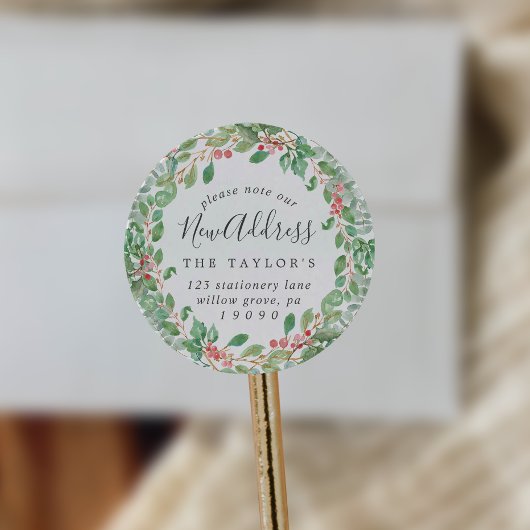 Christmas Greenery New Address Umschlag Aufkleber