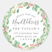 Christmas Greenery New Address Umschlag Aufkleber (Vorderseite)