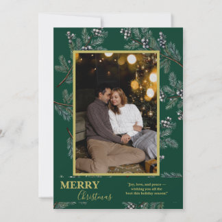 Christmas Greenery Pesonalized Photo Card Feiertagskarte