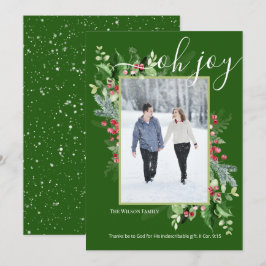 Christmas Greenery Photo Calligraphy Religious Feiertagskarte