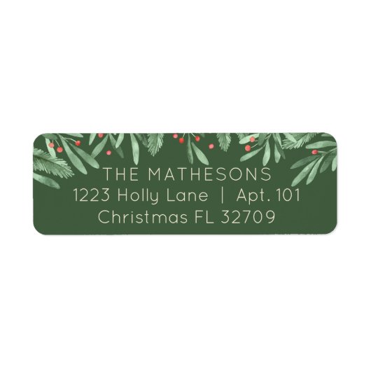 Christmas Greenery Red Berries Dark Green Address (Vorne)