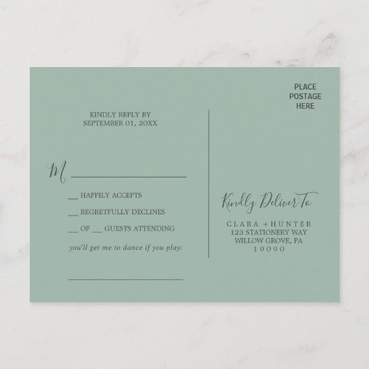 Christmas Greenery Song Request UAWG Postcard Einladungspostkarte (Rückseite)