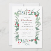 Christmas Greenery Watercolor Celebration Invitati Einladung (Vorderseite)