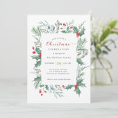 Christmas Greenery Watercolor Celebration Invitati Einladung (Stehend Vorderseite)