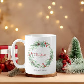 Christmas Greenery Watercolor Personalized Mug Kaffeetasse