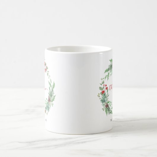 Christmas Greenery Watercolor Personalized Mug Kaffeetasse (Mittel)