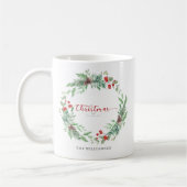 Christmas Greenery Watercolor Personalized Mug Kaffeetasse (Links)