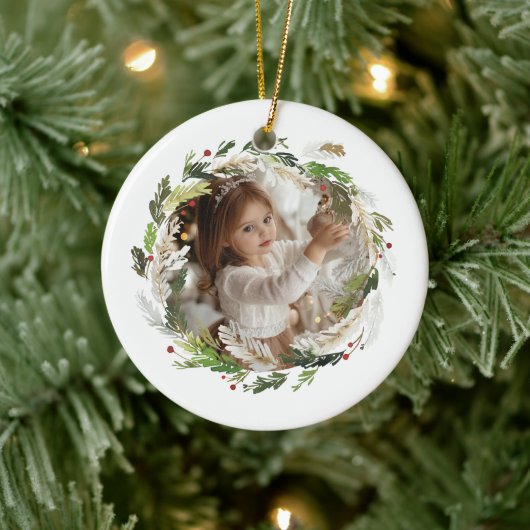Christmas Greenery Wreath Keramik Ornament (Baum)