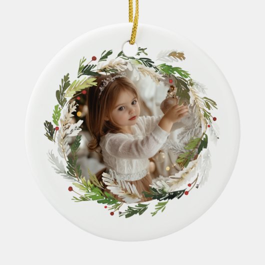 Christmas Greenery Wreath Keramik Ornament (Vorne)
