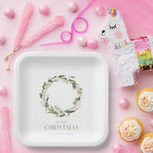 Christmas Greenery Wreath Pappteller (Party)