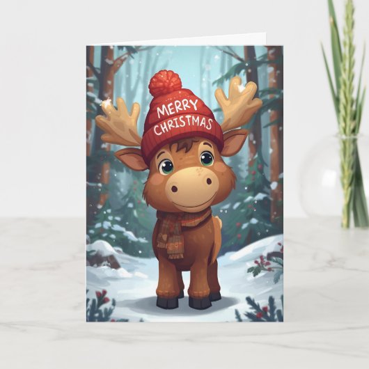 Christmas Greeting Moose  Feiertagskarte (Vorderseite)