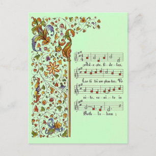 Christmas greeting Postcard adeste fideles oh come Feiertagspostkarte