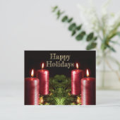 Christmas Greeting Red Candles Winter Holidays Postkarte (Stehend Vorderseite)