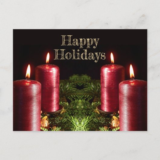 Christmas Greeting Red Candles Winter Holidays Postkarte (Vorderseite)