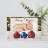 Christmas Greeting With Beautiful Baby Dankeskarte (Stehend Vorderseite)