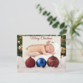 Christmas Greeting With Beautiful Baby Dankeskarte (Stehend Vorderseite)