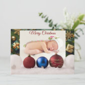 Christmas Greeting With Beautiful Baby Feiertagskarte (Stehend Vorderseite)
